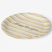 金ゴールドストライプのパターン新年の紙プレート ペーパープレート (アングル)