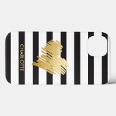 金ゴールドストライプのパーソナライズされた Case-Mate iPhoneケース (裏面 (横))