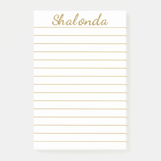 金ゴールドストライプのパーソナライズされたPost-it®メモ4 x 6 ポストイット (正面)
