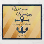 金ゴールドストライプのフォイル結婚いかりラベル ビールラベル (シングルラベル)