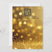 金ゴールドストライプのブラック結婚ヒマワリ 招待状 (裏面)