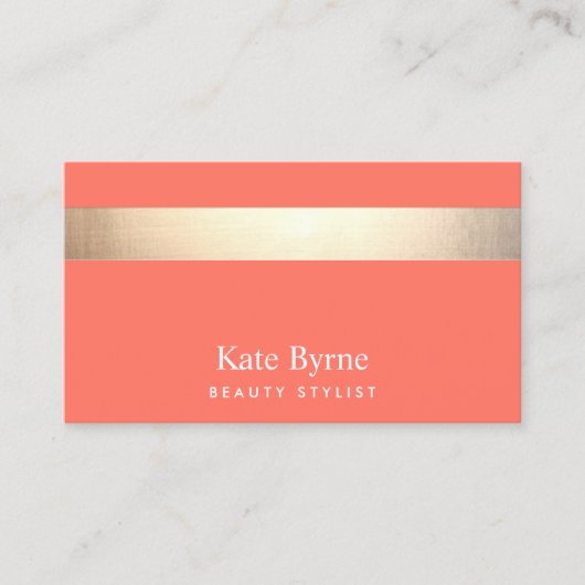 金ゴールドストライプのモダンスタイリッシュサンゴ 名刺 (正面)