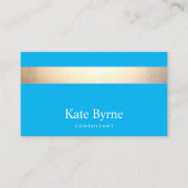 金ゴールドストライプのモダンスタイリッシュブルー 名刺 (正面)