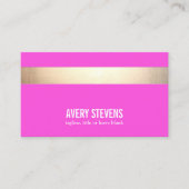 金ゴールドストライプのモダンホットピンク美しいサロン 名刺 (正面)