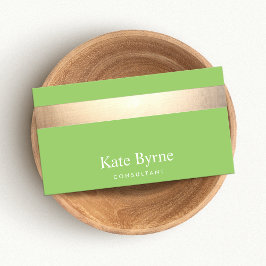 金ゴールドストライプのモダンライムグリーン 名刺