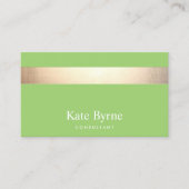 金ゴールドストライプのモダンライムグリーン 名刺 (正面)