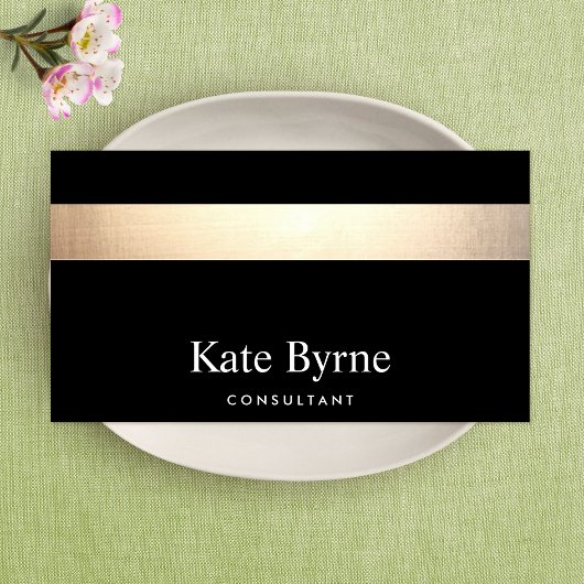 金ゴールドストライプのモダン黒 名刺