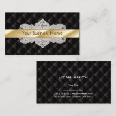 金ゴールドストライプのラグジュアリーダイヤモンドブラック名刺 名刺 (正面/裏面)