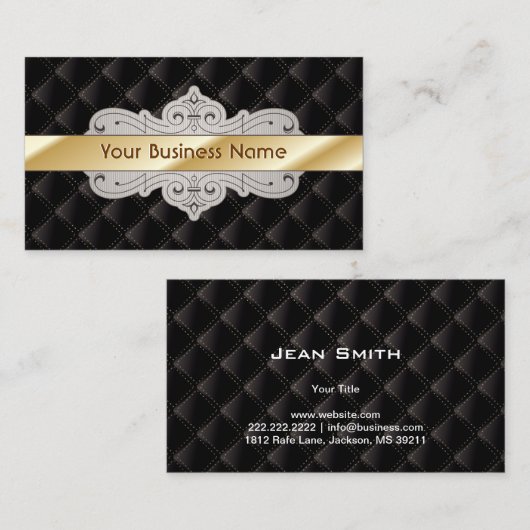 金ゴールドストライプのラグジュアリーダイヤモンドブラック名刺 名刺 (正面/裏面)