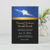 金ゴールドストライプの秋インラブスターリーナイト結婚ズ 招待状 (スタンド正面)