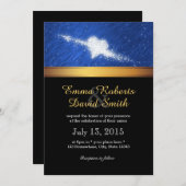 金ゴールドストライプの秋インラブスターリーナイト結婚ズ 招待状 (正面/裏面)