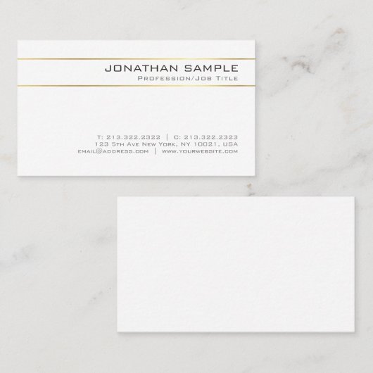 金ゴールドストライプの高級クリエイティブミニマルデザイントレンディー 名刺 (正面/裏面)