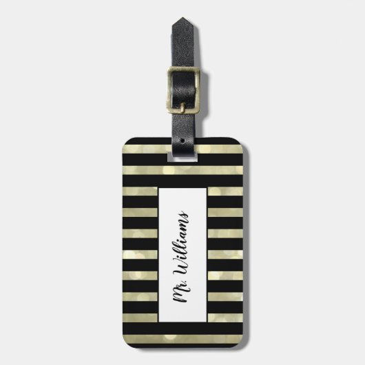 金ゴールドストライプのMr.ラゲッジタグ ラゲッジタグ (正面縦)