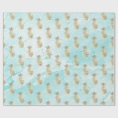 金ゴールドストライプアクアマーブルパイナップル金ゴールド ラッピングペーパー (フラット)