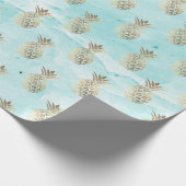 金ゴールドストライプアクアマーブルパイナップル金ゴールド ラッピングペーパー (角)