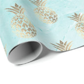 金ゴールドストライプアクアマーブルパイナップル金ゴールド ラッピングペーパー (ロールコーナー)