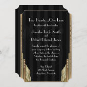 金ゴールドストライプアールデコ結婚式招待状 招待状 (正面/裏面)