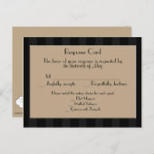金ゴールドストライプアールデコRSVPはがき インビテーションポストカード (正面/裏面)