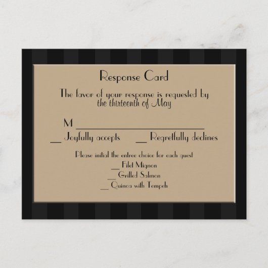 金ゴールドストライプアールデコRSVPはがき インビテーションポストカード (正面)