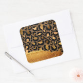 金ゴールドストライプオン金属グラマーcheetahスキン スクエアシール (封筒)