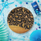 金ゴールドストライプオン金属グラマーcheetahスキン ペーパープレート (パーティー)