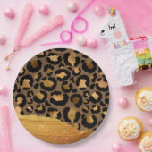 金ゴールドストライプオン金属グラマーcheetahスキン ペーパープレート (パーティー)