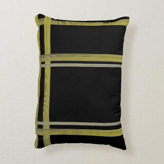 金ゴールドストライプオン黒アクセント枕 アクセントクッション (裏面(縦))
