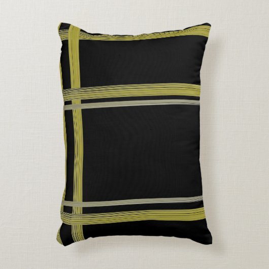 金ゴールドストライプオン黒アクセント枕 アクセントクッション (正面(垂直))