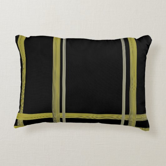 金ゴールドストライプオン黒アクセント枕 アクセントクッション (裏面)