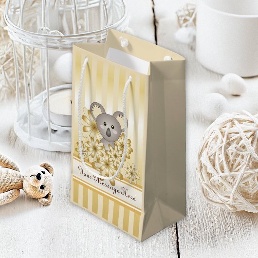 金ゴールドストライプキュートベビーコアラキッズ スモールペーパーバッグ