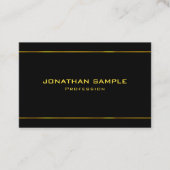 金ゴールドストライプグエレガントラモアモダンブラックテンプレート 名刺 (正面)