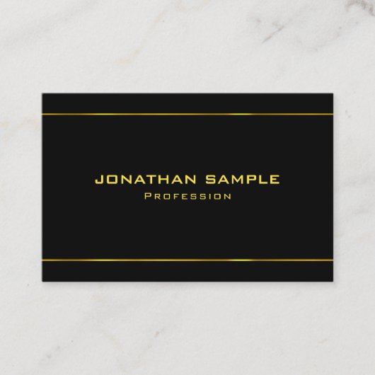 金ゴールドストライプグエレガントラモアモダンブラックテンプレート 名刺 (正面)
