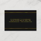 金ゴールドストライプグエレガントラモアモダンブラックテンプレート 名刺 (裏面)