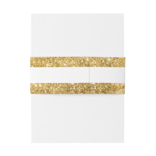 金ゴールドストライプグリッターとピンクの花の白結婚色 招待状ベリーバンド (裏面例)