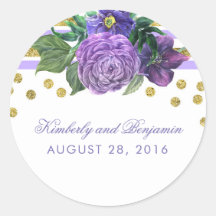 金ゴールドストライプグリッターと紫のモダン花