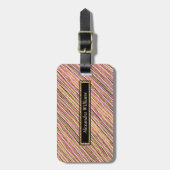 金ゴールドストライプグリッターエレガントパーソナライズされた ラゲッジタグ (正面縦)