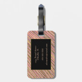 金ゴールドストライプグリッターエレガントパーソナライズされた ラゲッジタグ (裏面縦)