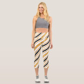 金ゴールドストライプグリッターブラックボホコレクシ人気があるョン カプリレギンス (正面)