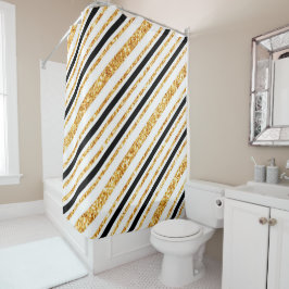 金ゴールドストライプグリッターブラックボホコレクシ人気があるョン シャワーカーテン