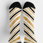 金ゴールドストライプグリッターブラックボホコレクシ人気があるョン ソックス (上部)