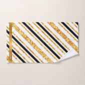 金ゴールドストライプグリッターブラックボホコレクシ人気があるョン バスタオルセット (ハンドタオル)