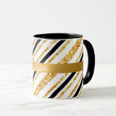 金ゴールドストライプグリッターブラックボホコレクシ人気があるョン マグカップ (正面右)