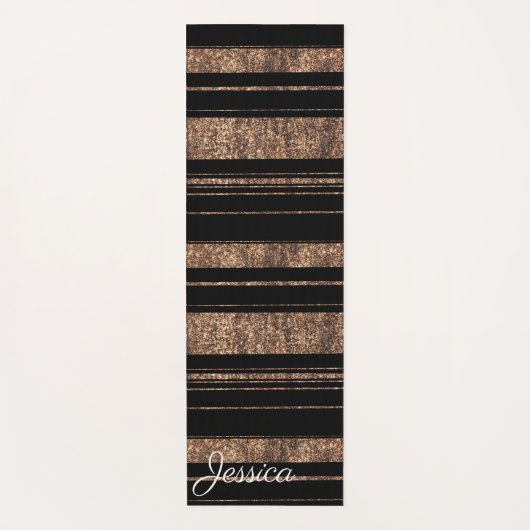 金ゴールドストライプグリッター ヨガマット (正面)