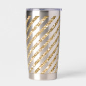 金ゴールドストライプグリッター 保温保冷タンブラー (左面)