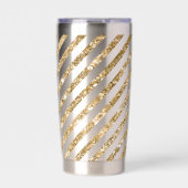 金ゴールドストライプグリッター 保温保冷タンブラー (正面)