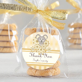 金ゴールドストライプコアラ子供の誕生日 ラウンドシール