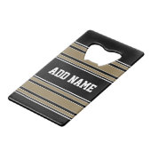 金ゴールドストライプスポーツジャージー名 – カラーを編集できる クレジットカード栓抜き (正面アングル)