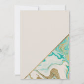 金ゴールドストライプタイポグラフィターコイズマーブ結婚ルズ 招待状 (裏面)