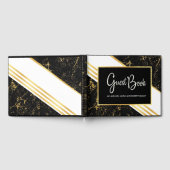 金ゴールドストライプタイポグラフィブラック ゲストブック (全面)