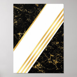 金ゴールドストライプタイポグラフィブラック ポスター